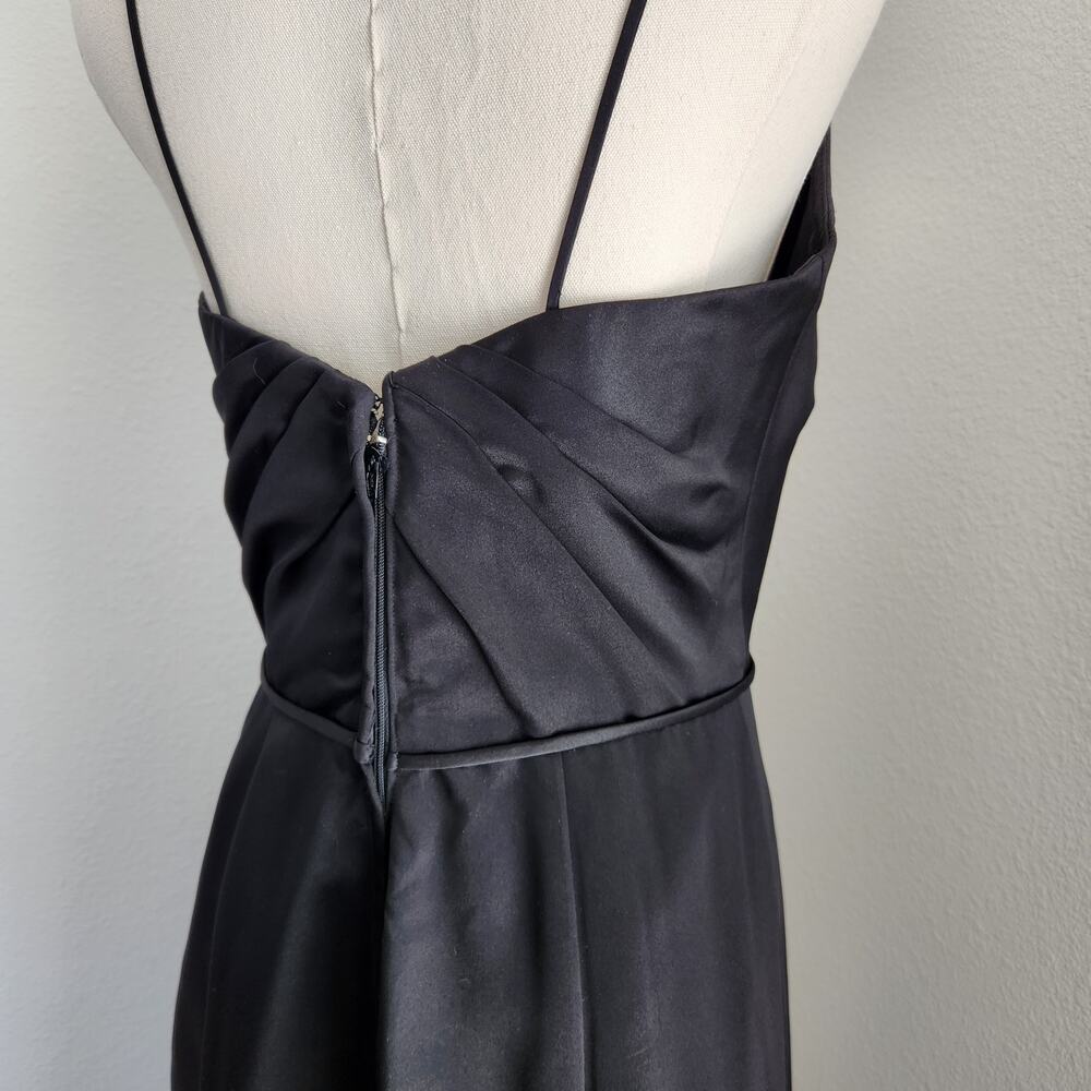 Morilee by Madeline Gardner Black Satin Mermaid Gown V Neck Maxi Dress M - Picture 9 of 14